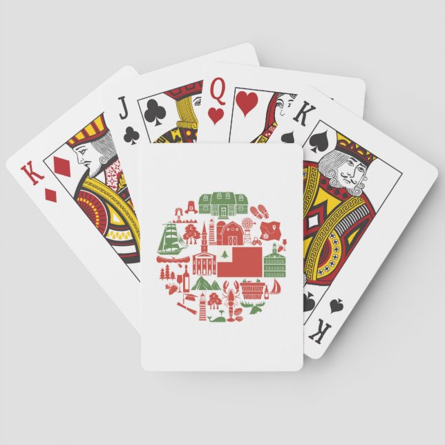 Baraja De Cartas Iconos de Nueva Inglaterra (Reverso)