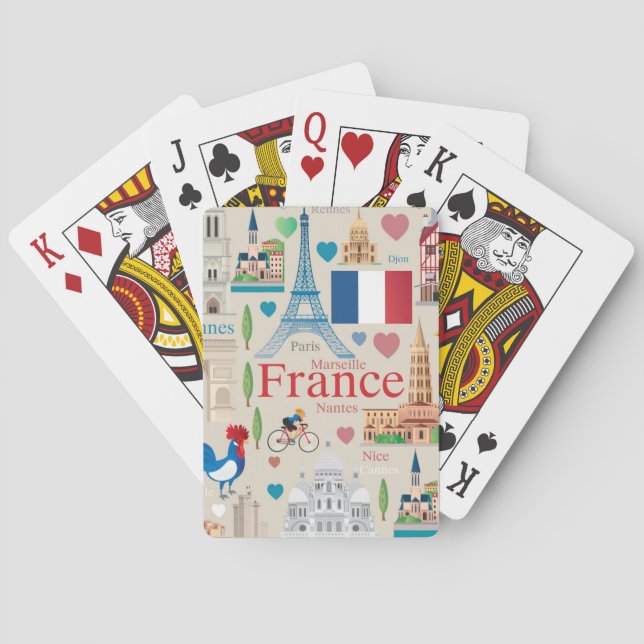 Baraja De Cartas Iconos lindos de Francia (Reverso)