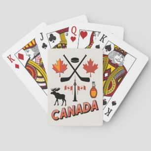 Baraja De Cartas Iconos Nacionales de Canadá en Estilo Vectorial de