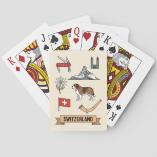 Baraja De Cartas Iconos Nacionales de Suiza Viaje Retro