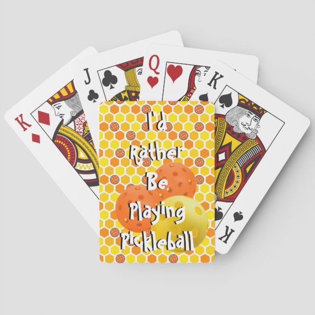 Baraja De Cartas I'd Rather be Playing Pickleball, Orange, Yellow (Reverso)