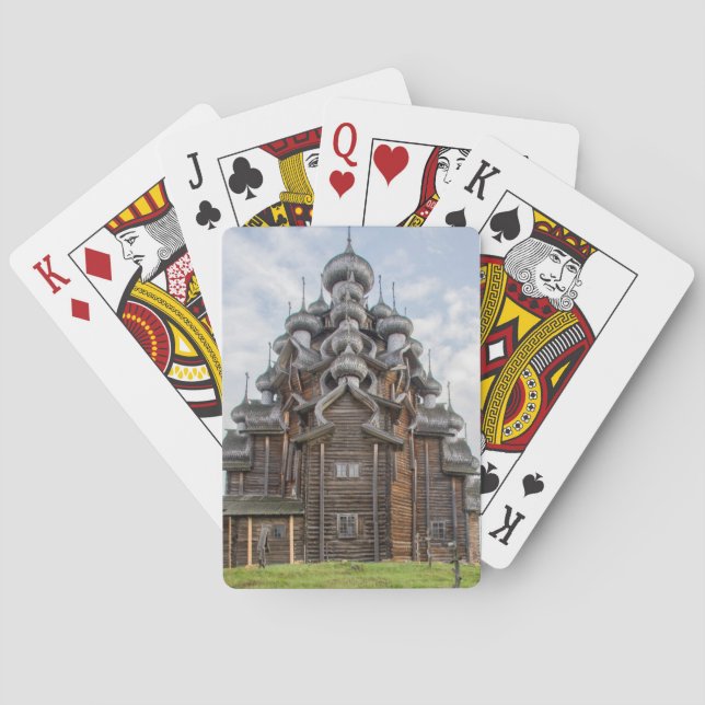 Baraja De Cartas Iglesia de madera orgánica, Rusia (Reverso)