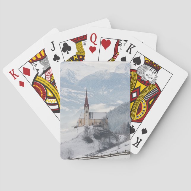 Baraja De Cartas Iglesia en un paisaje alpino del invierno (Reverso)