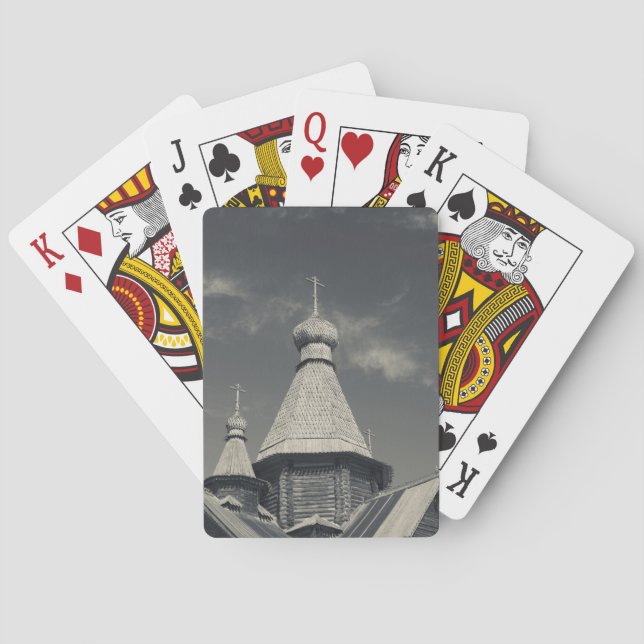 Baraja De Cartas iglesia ortodoxa rusa de madera tradicional (Reverso)