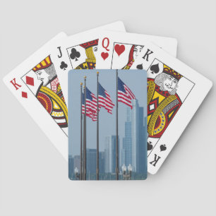 Baraja De Cartas Illinois, Chicago. Navy Pier, banderas de EE. UU. 