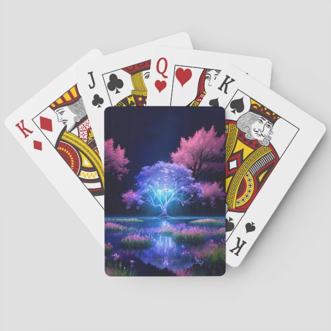 Baraja De Cartas Iluminación mágica que abarca el hermoso árbol (Reverso)