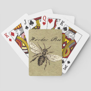 Baraja De Cartas Ilustración Antigüedad Insecto Abeja Obrera Vintag