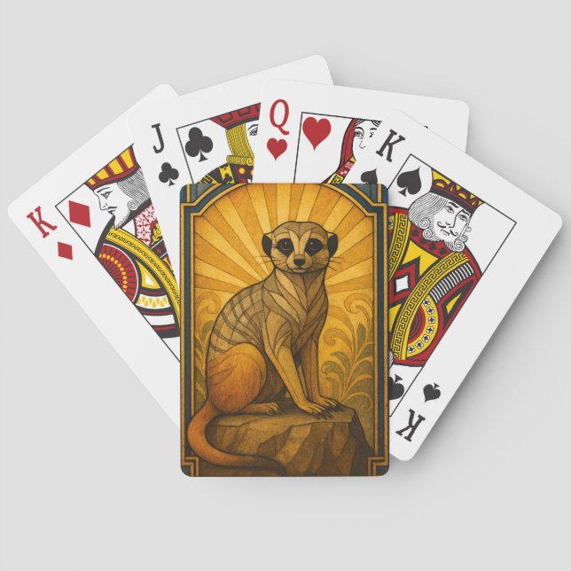 Baraja De Cartas Ilustracion Art Deco Meerkat (Reverso)