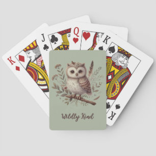Baraja De Cartas Ilustración Botánica de Búho del Bosque Caprichoso