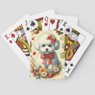 Baraja De Cartas Ilustracion Cute Vintage Bichon Frisé