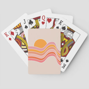 Baraja De Cartas Ilustracion de amanecer estilo retro