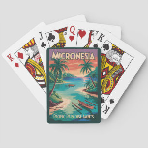 Baraja De Cartas Ilustración de Barcos de Micronesia Arte de Viaje 