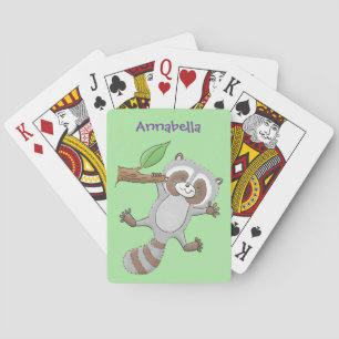 Baraja De Cartas Ilustracion de bebé de raccoon feliz lindo