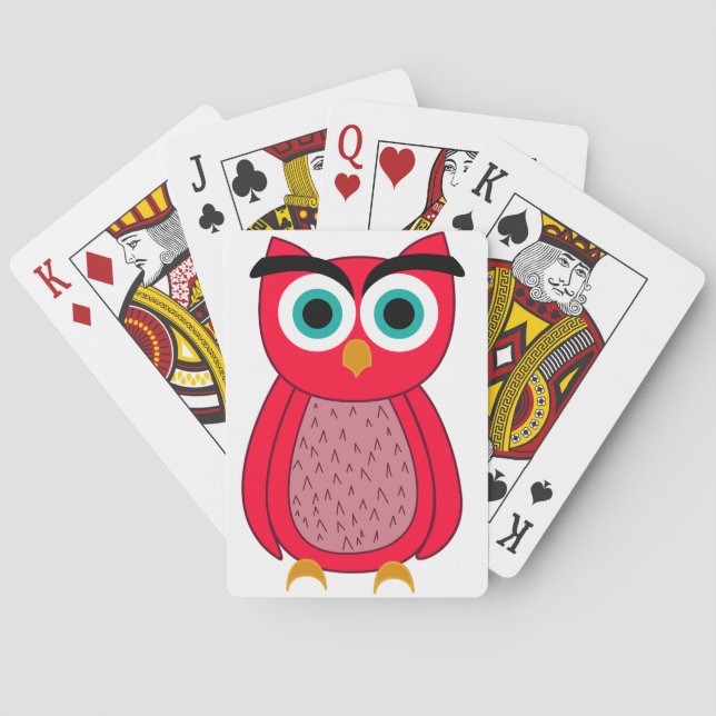 Baraja De Cartas Ilustración de búho rosa lindo (Reverso)