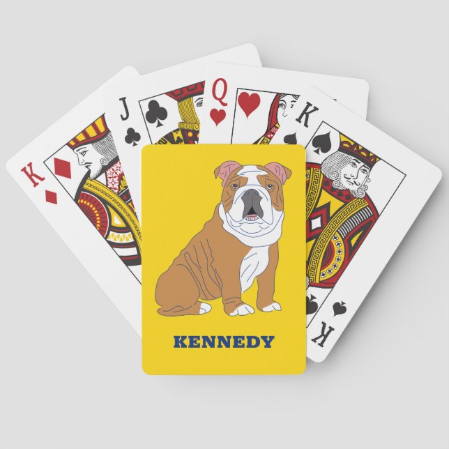 Baraja De Cartas Ilustracion de Bulldog inglés personalizado (Reverso)