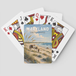 Baraja De Cartas Ilustración de Caballo de Maryland Arte de Viaje V