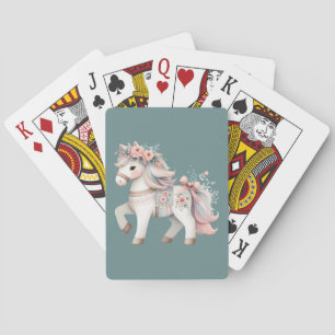Baraja De Cartas Ilustración de caballo fantástico en pastel floral