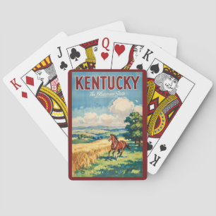 Baraja De Cartas Ilustración de caballos de Kentucky Arte de viaje 