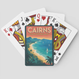 Baraja De Cartas Ilustración de Cairns Australia Arte de Viaje Vint