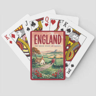 Baraja De Cartas Ilustración de campo inglés Arte de viaje retro
