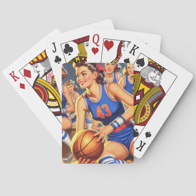 Baraja De Cartas Ilustracion de Chicas de baloncesto de época (Reverso)