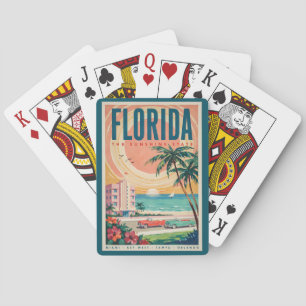 Baraja De Cartas Ilustración de coches de la costa de Florida Arte