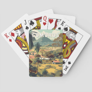 Baraja De Cartas Ilustración de Comoras Viaje Arte Vintage