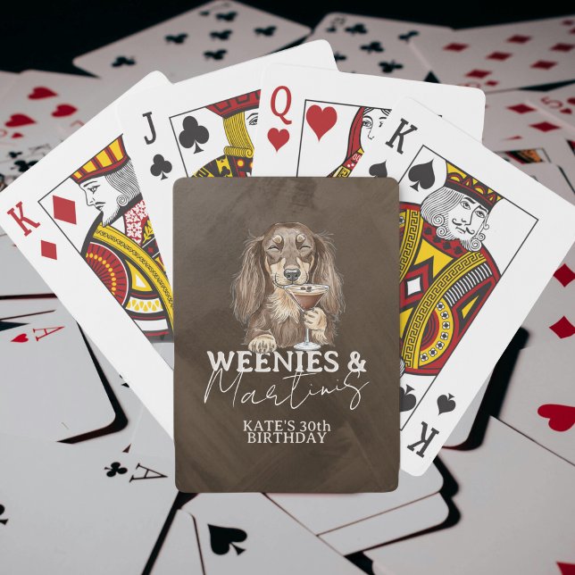 Baraja De Cartas Ilustración de Dachshund Weenies y Martinis (Weenies and Martinis Dachshund Illustration Poker Cards)