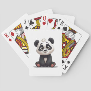 Baraja De Cartas Ilustración de dibujos animados de oso panda senta