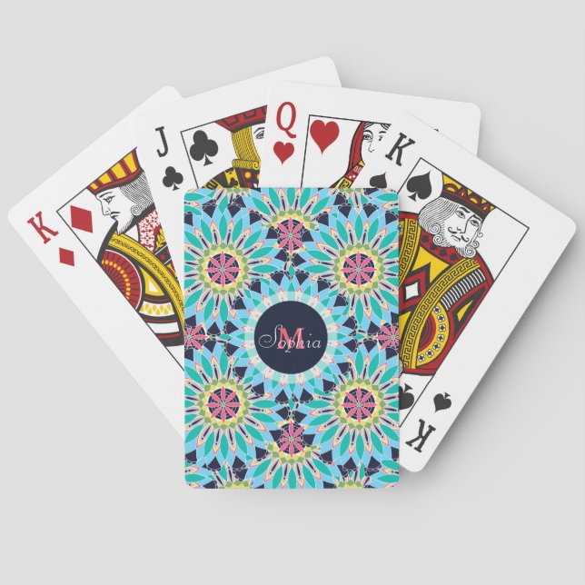 Baraja De Cartas Ilustracion de diseño floral de moda bonito (Reverso)