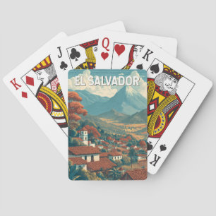 Baraja De Cartas Ilustración de El Salvador Viajes Arte Vintage
