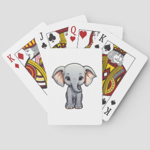 Baraja De Cartas Ilustración de elefante de dibujos animados