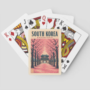 Baraja De Cartas Ilustración de flor de cerezo de Corea del Sur Art
