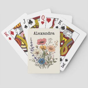 Baraja De Cartas Ilustración de flores silvestres Cottagecore vinta