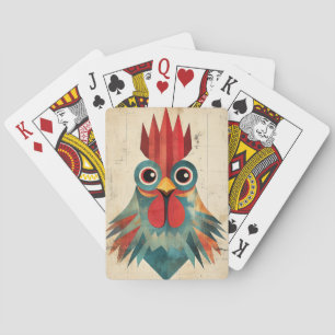 Baraja De Cartas Ilustracion de gallo geométrico