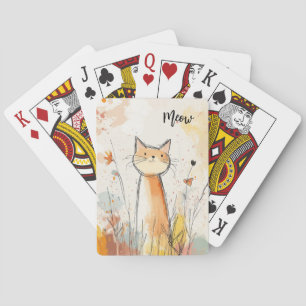 Baraja De Cartas Ilustracion de gato de Naranja Adorable Personaliz