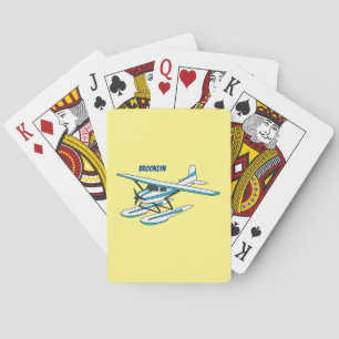 Baraja De Cartas Ilustracion de hidroavión azul blanco