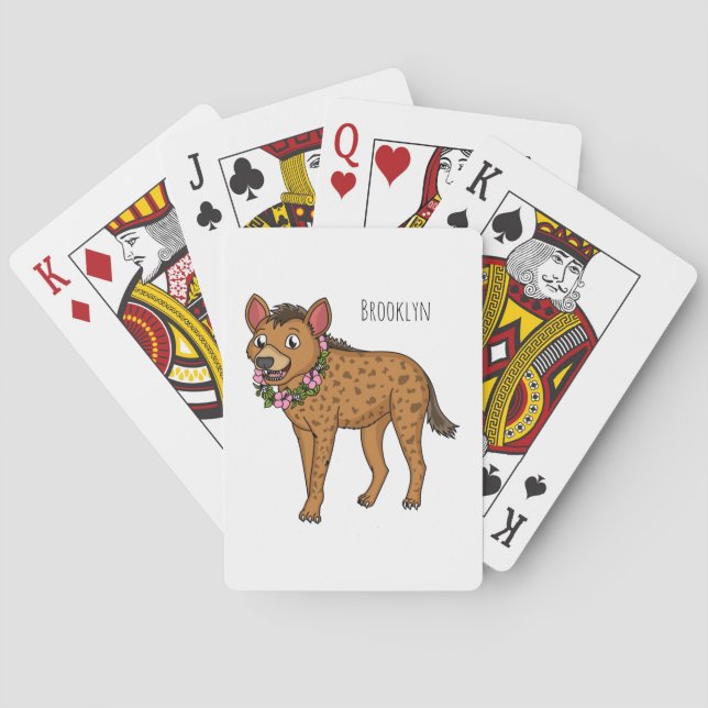 Baraja De Cartas Ilustracion de hiena y flores personalizado (Reverso)