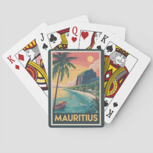 Baraja De Cartas Ilustración de la costa de Mauricio Arte de viaje
