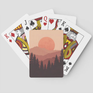 Baraja De Cartas Ilustración de la naturaleza del bosque de la mont