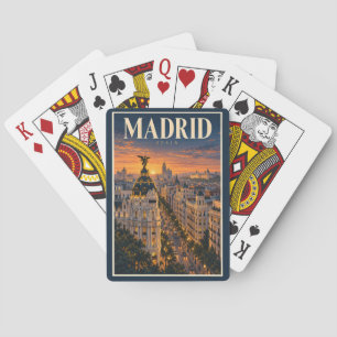 Baraja De Cartas Ilustración de la puesta de sol en Madrid España A