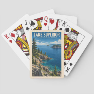 Baraja De Cartas Ilustración de Lake Superior Arte de viaje vintage
