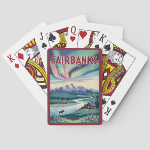 Baraja De Cartas Ilustración de las Luces del Norte de Fairbanks Al