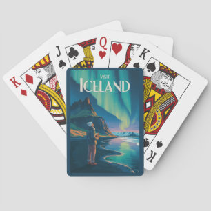 Baraja De Cartas Ilustración de las luces del norte de Islandia Art