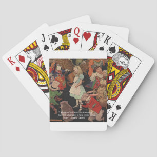 Baraja De Cartas Ilustración de Lewis Carroll y cita de cambio ment
