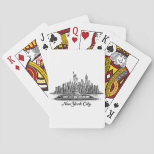 Baraja De Cartas Ilustración de línea del horizonte de la ciudad de
