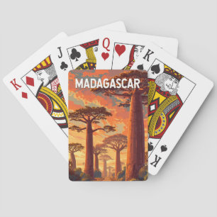 Baraja De Cartas Ilustración de Madagascar Arte de Viaje Vintage