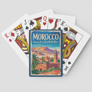 Baraja De Cartas Ilustración de Marruecos Arte de Viaje Vintage