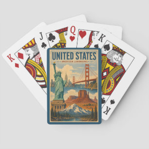 Baraja De Cartas Ilustración de monumentos emblemáticos de Estados 