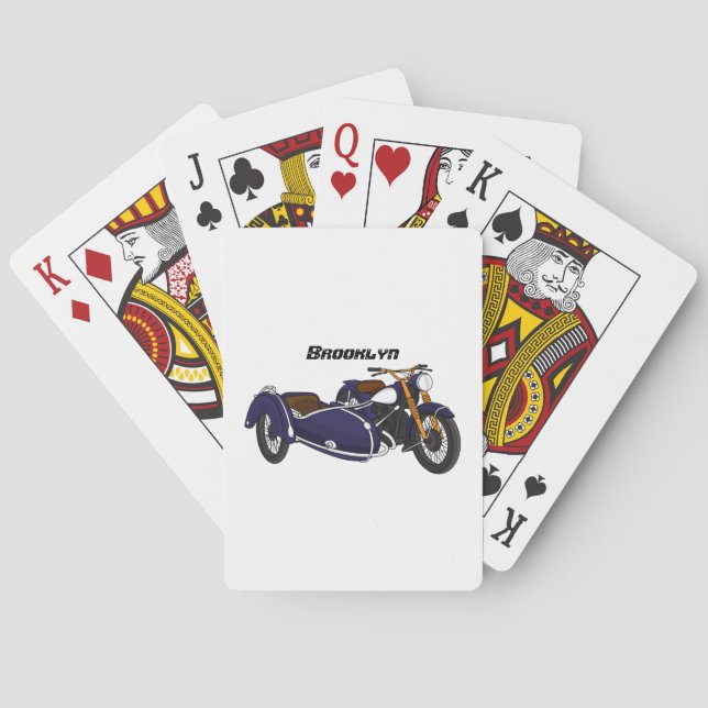 Baraja De Cartas Ilustracion de motocicleta púrpura de Sidecar (Reverso)